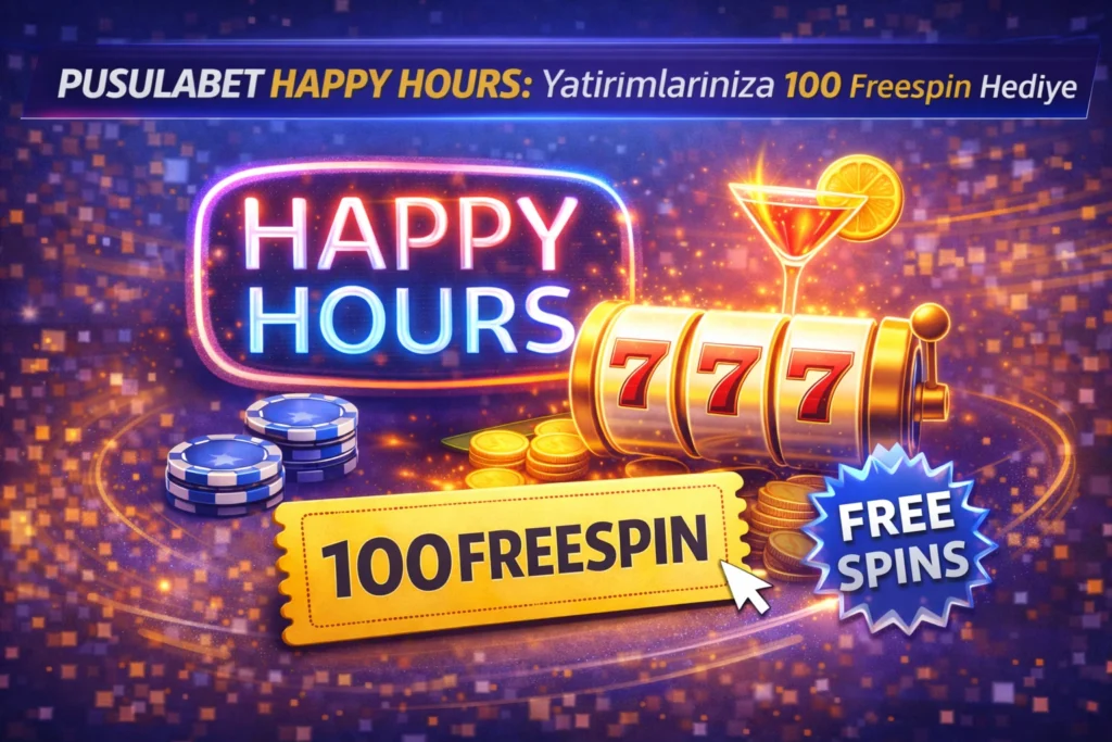 Pusulabet Happy Hours kampanyası, yatırımlara 100 freespin hediye ve casino bonusu